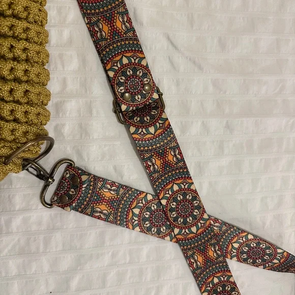 Crossbody Handmade Crochet Woven Khaki Bag NWOT - Picture 14 of 16